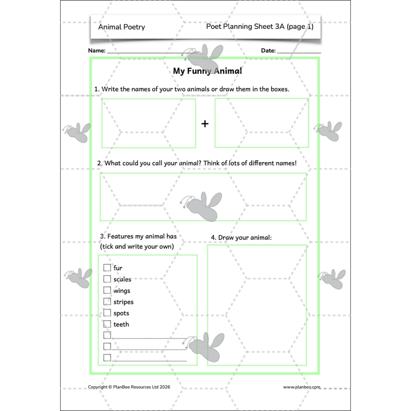 PlanBee Animal Poetry KS1 English Lesson Pack