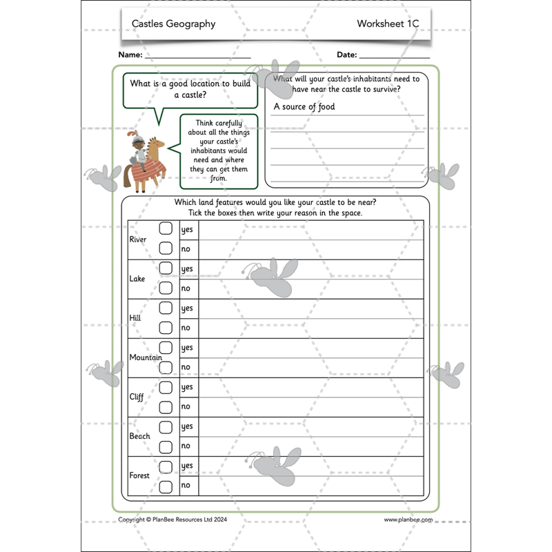 PlanBee Castles KS1 Geography Lesson Planning and Resources