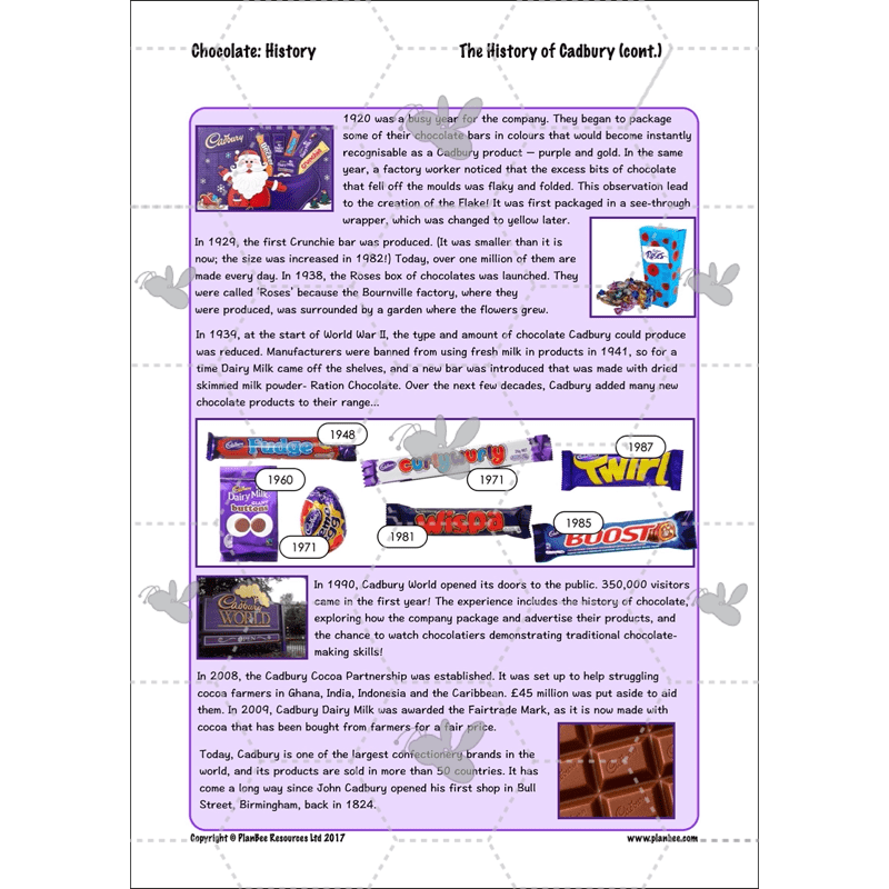PlanBee Chocolate Topic KS2 Enrichment Lesson Pack