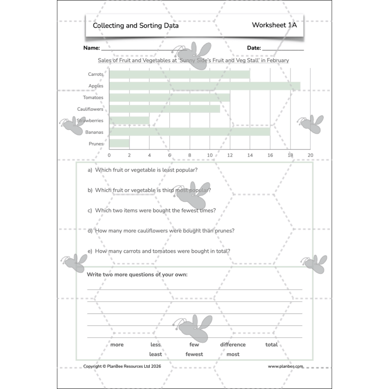 PlanBee Collecting and Sorting Data Year 3 Statistics by PlanBee