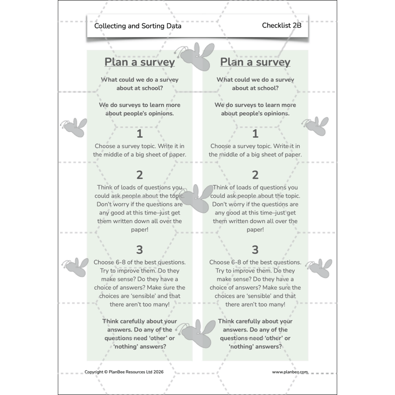 PlanBee Collecting and Sorting Data Year 3 Statistics by PlanBee