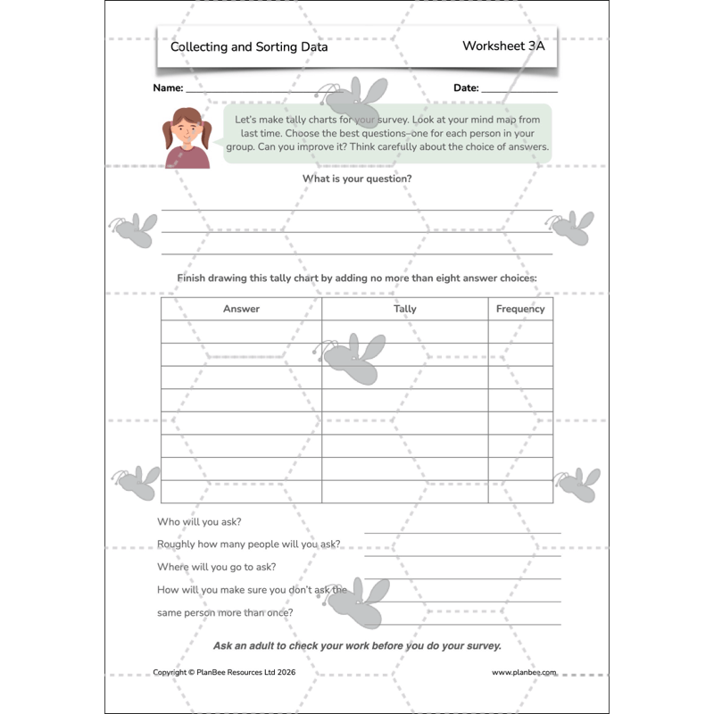 PlanBee Collecting and Sorting Data Year 3 Statistics by PlanBee