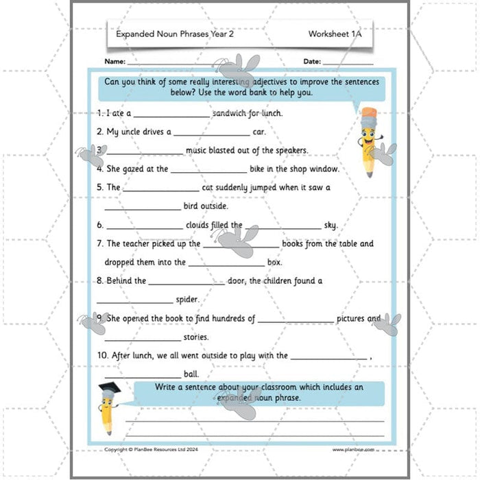 PlanBee Expanded Noun Phrases Year 2 Lesson Pack | PlanBee