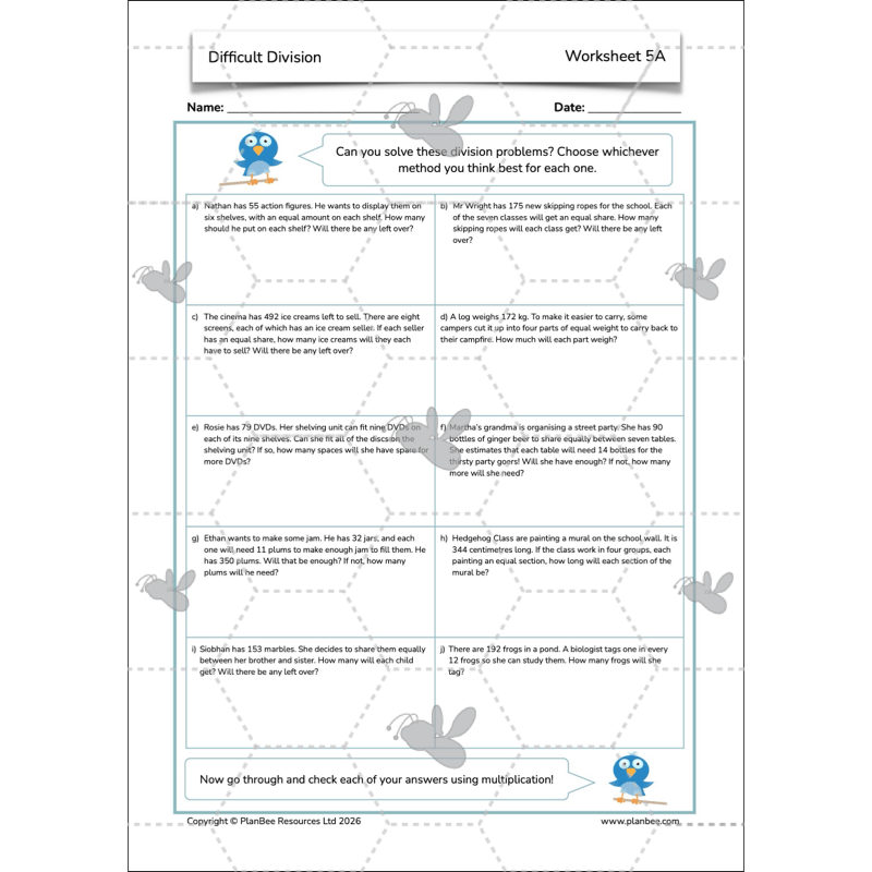 PlanBee Division Year 6 Maths Lessons and Worksheets by PlanBee