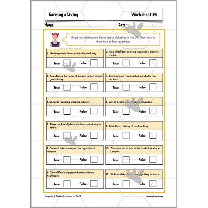 PlanBee Earning a Living: LKS2 Geography planning Year 3 & Year 4