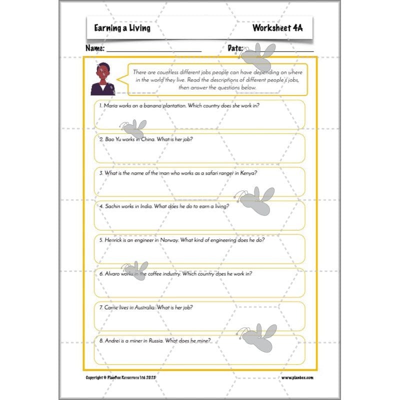 PlanBee Earning a Living: LKS2 Geography planning Year 3 & Year 4