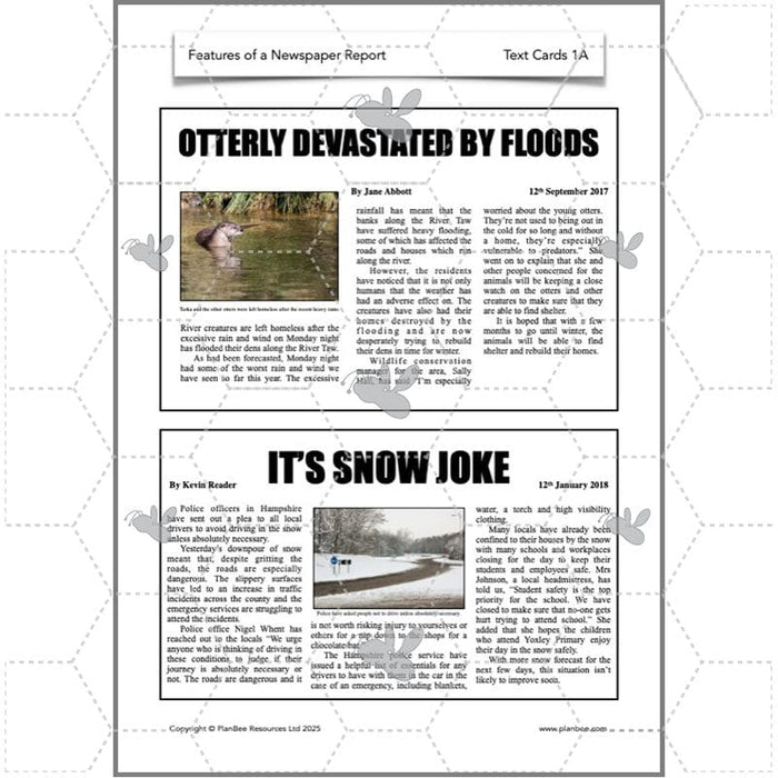 PlanBee Features of a Newspaper Report KS2 Lesson Pack | PlanBee