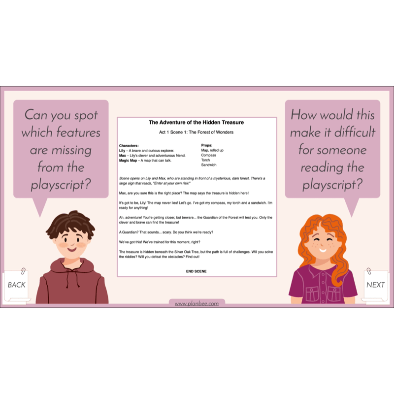 PlanBee Features of a Playscript KS2 | English Lesson Pack