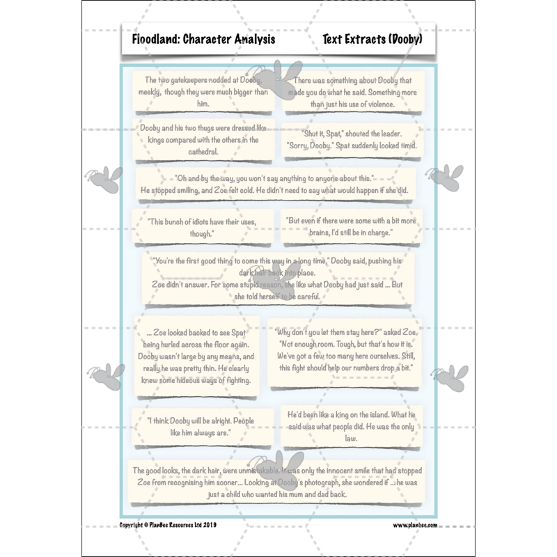 PlanBee Floodland: Character Analysis KS2 | English Lesson Pack