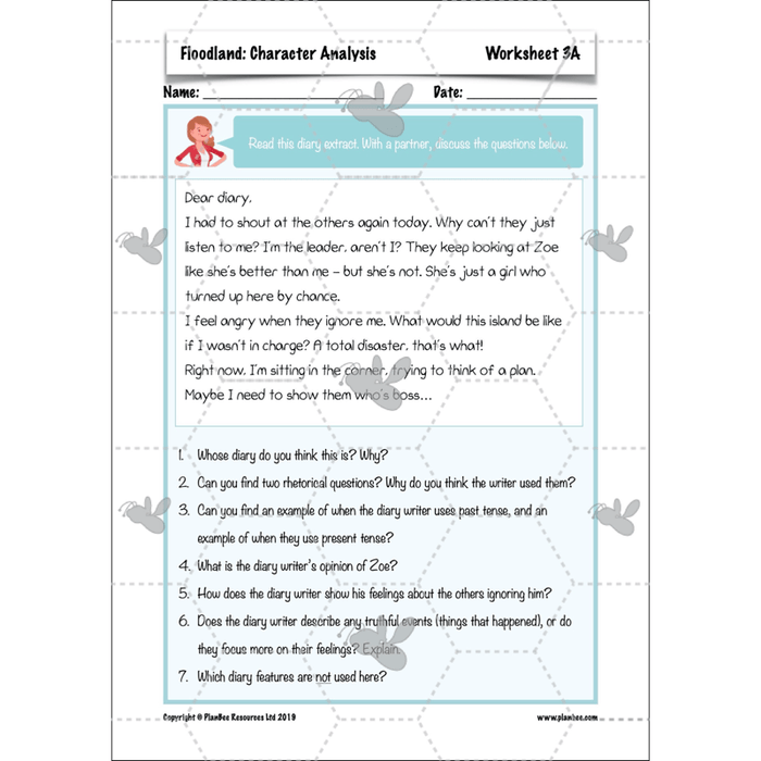 PlanBee Floodland: Character Analysis KS2 | English Lesson Pack