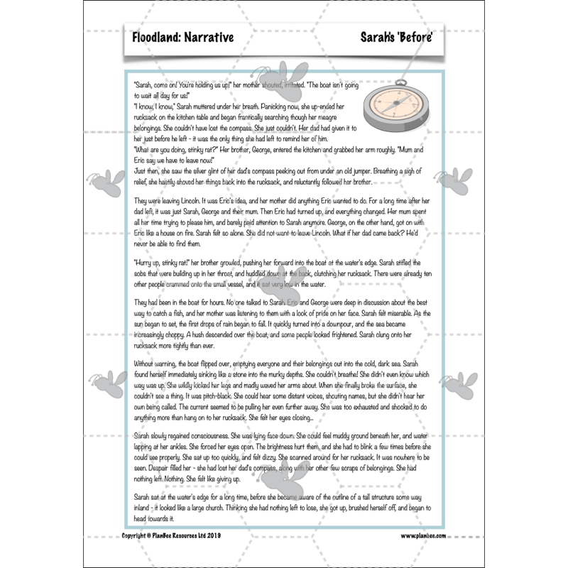PlanBee Floodland: Narrative KS2 | Year 6 English Lesson Pack