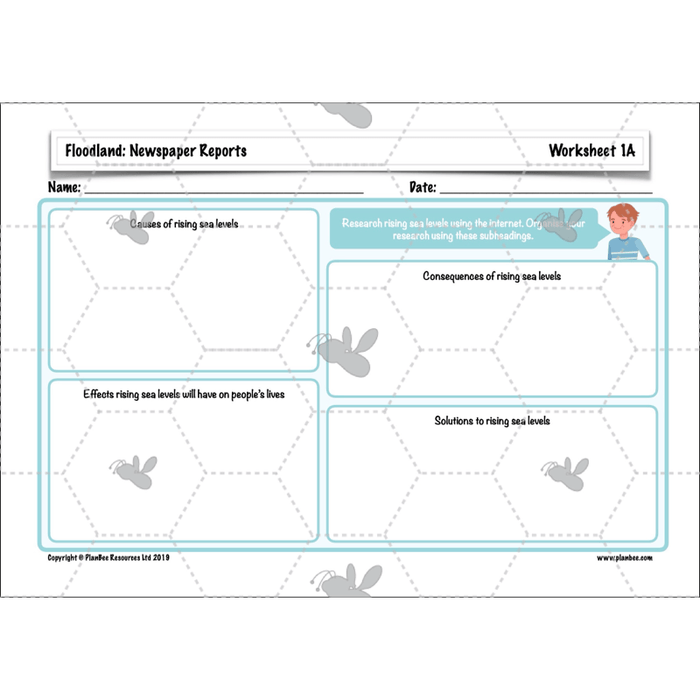 PlanBee Floodland: Newspaper Reports KS2 | Year 6 English Pack