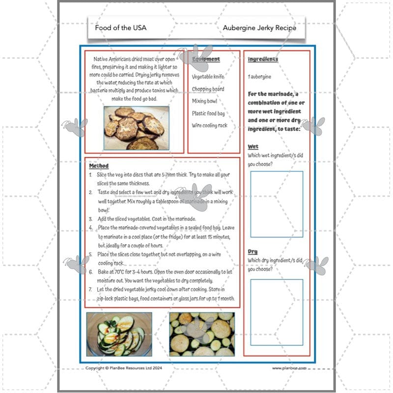 PlanBee Food of the USA KS2 DT Cookery Lessons by PlanBee