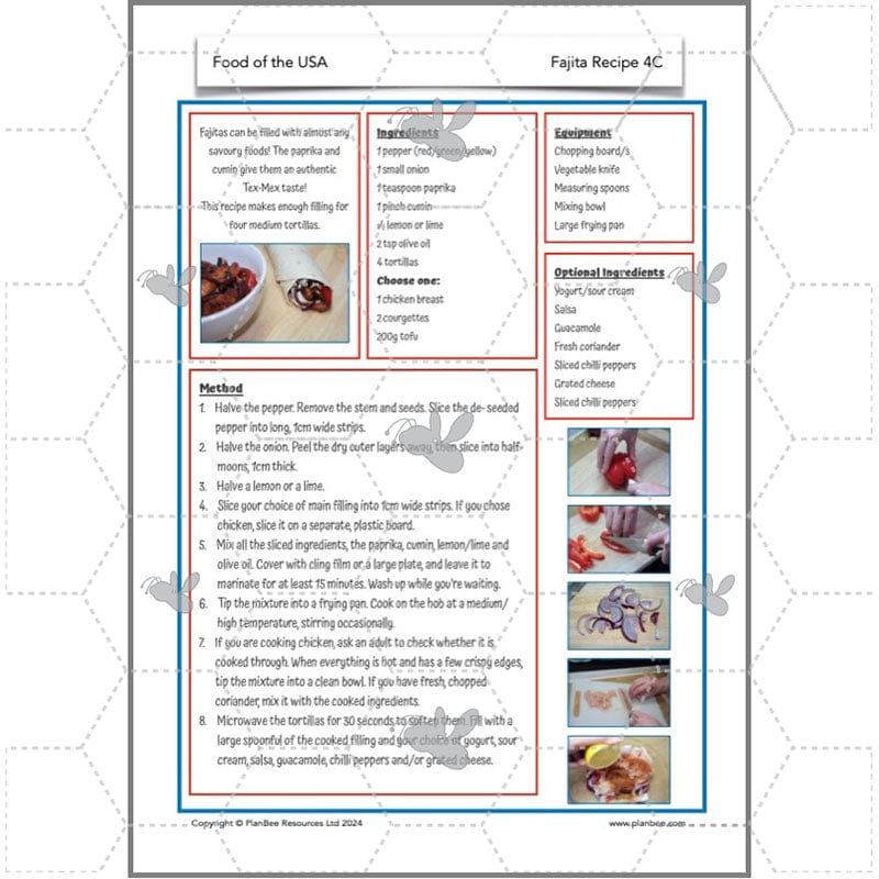 PlanBee Food of the USA KS2 DT Cookery Lessons by PlanBee