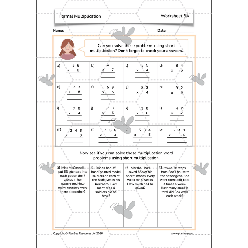 PlanBee Formal Multiplication Year 5 Maths Lessons by PlanBee