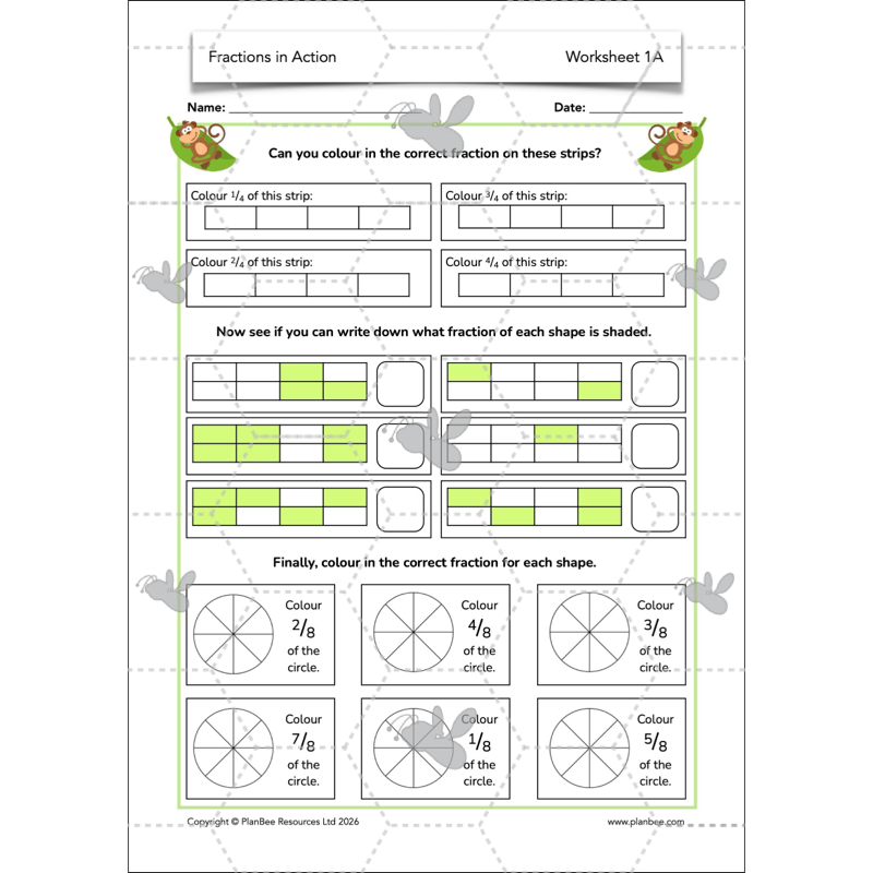 PlanBee Fractions in Action: Year 3 Fractions Planning by PlanBee