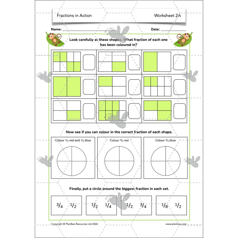 PlanBee Fractions in Action: Year 3 Fractions Planning by PlanBee
