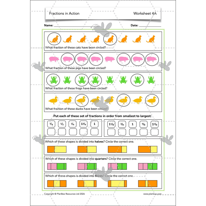 PlanBee Fractions in Action: Year 3 Fractions Planning by PlanBee
