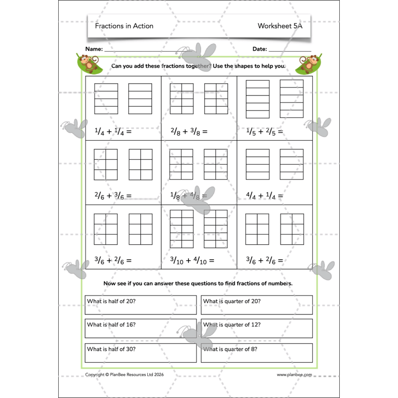 PlanBee Fractions in Action: Year 3 Fractions Planning by PlanBee