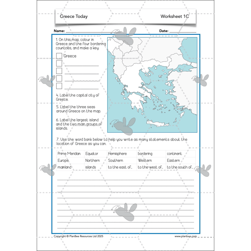 PlanBee Greece Today | KS2 Geography Lesson Pack