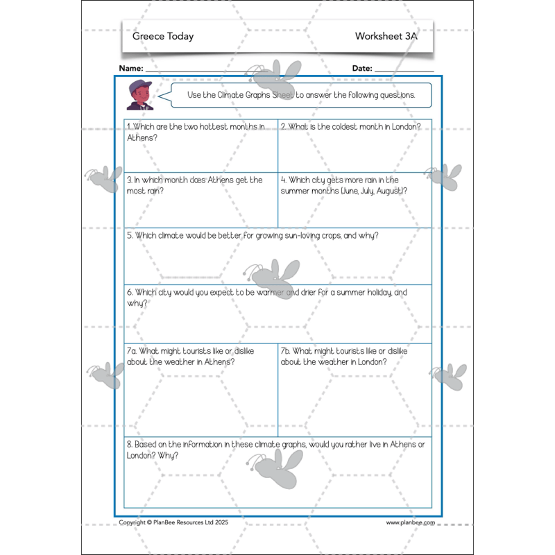 PlanBee Greece Today | KS2 Geography Lesson Pack