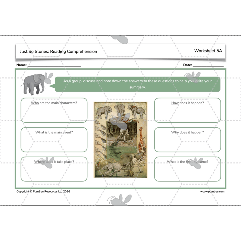 PlanBee Just So Stories KS2 | Reading Comprehension Year 4
