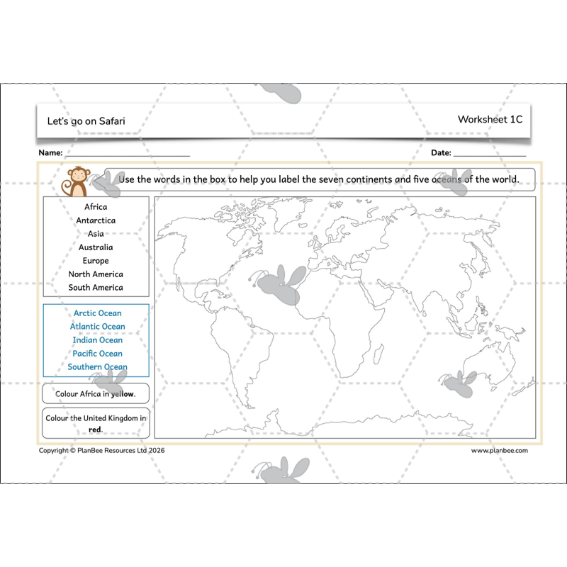 PlanBee Let's go on Safari | Kenya KS1 Geography Lesson Pack