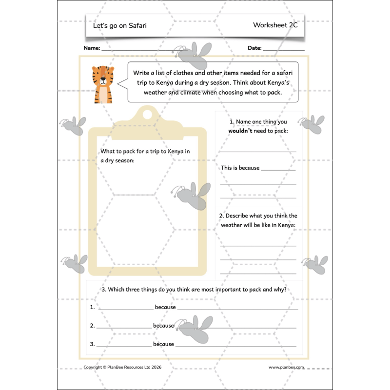 PlanBee Let's go on Safari | Kenya KS1 Geography Lesson Pack