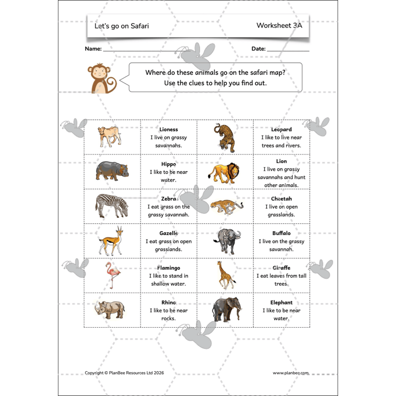 PlanBee Let's go on Safari | Kenya KS1 Geography Lesson Pack