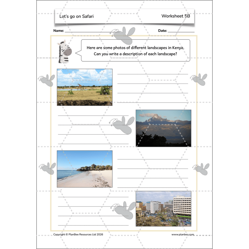 PlanBee Let's go on Safari | Kenya KS1 Geography Lesson Pack
