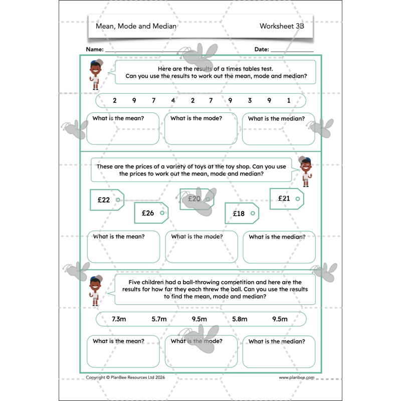 PlanBee Mean Median and Mode Year 6 Maths by PlanBee