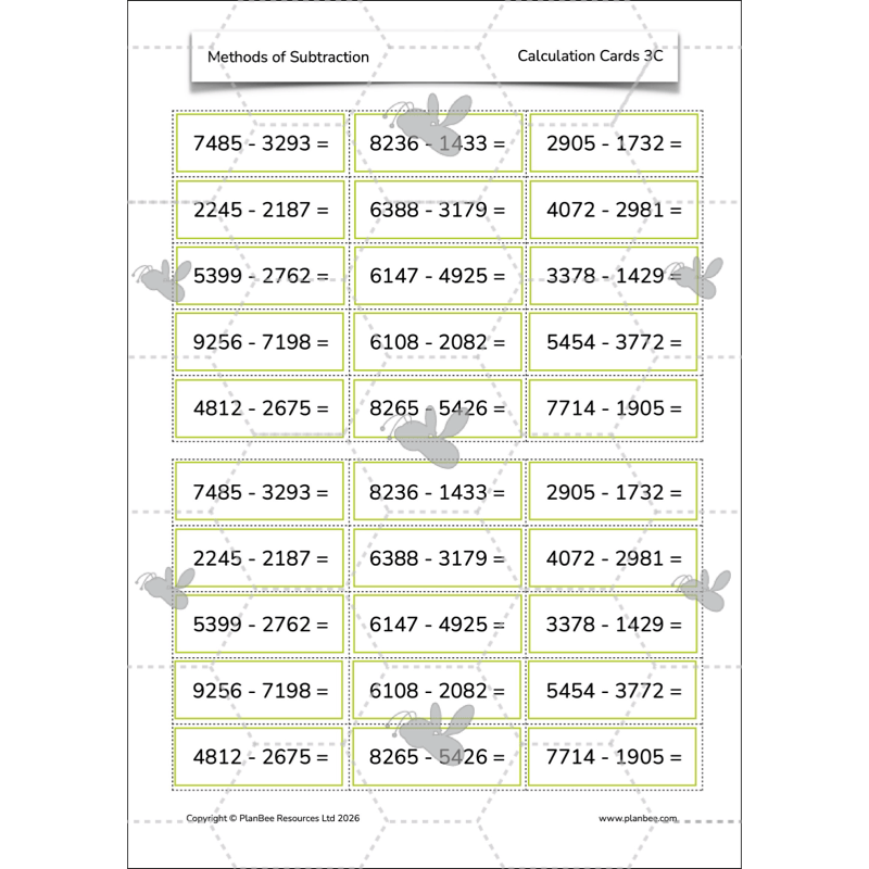 PlanBee Methods of Subtraction Year 4 Maths Lessons by PlanBee