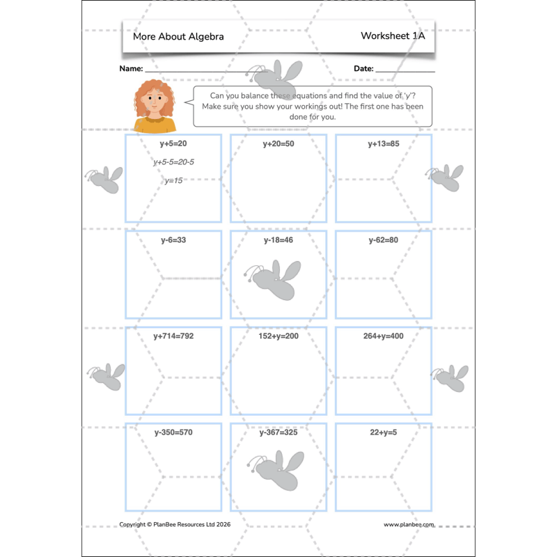 PlanBee More About Algebra Year 6 algebra worksheets by PlanBee