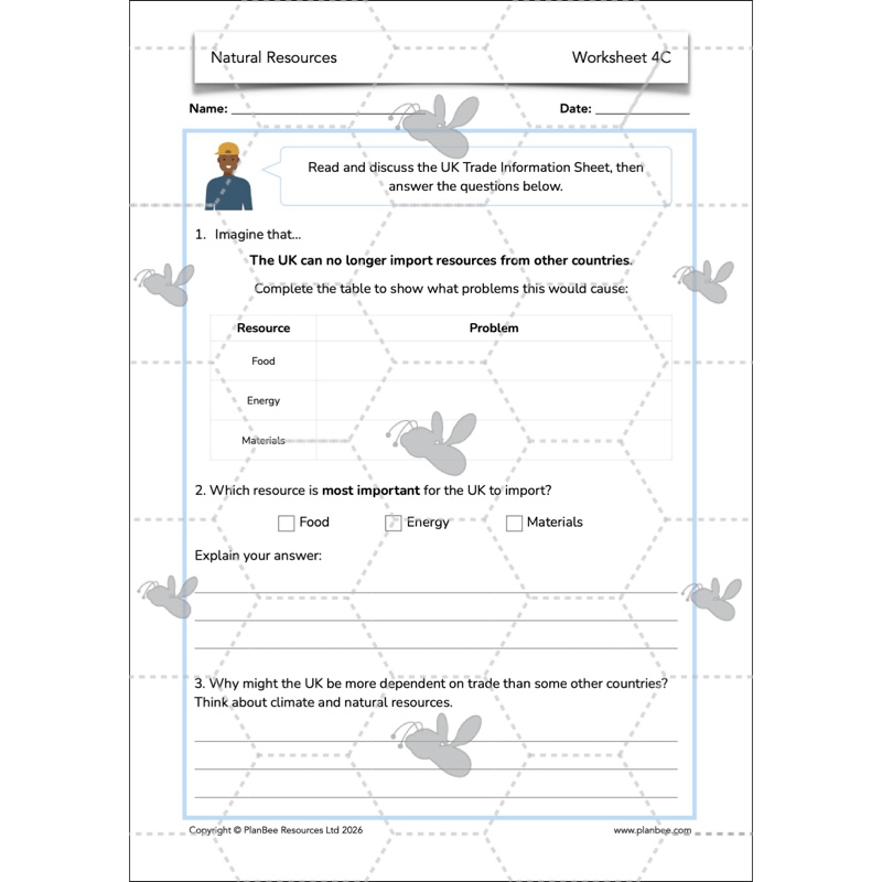 PlanBee Natural Resources KS2 Geography Lesson Pack