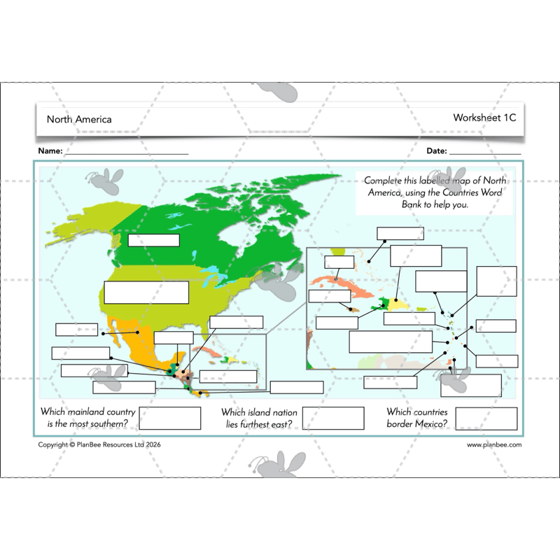 PlanBee North America KS2 Geography Lesson Pack