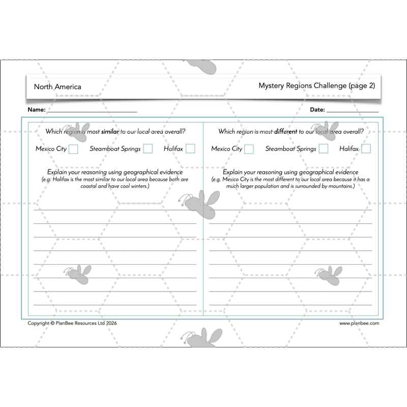 PlanBee North America KS2 Geography Lesson Pack