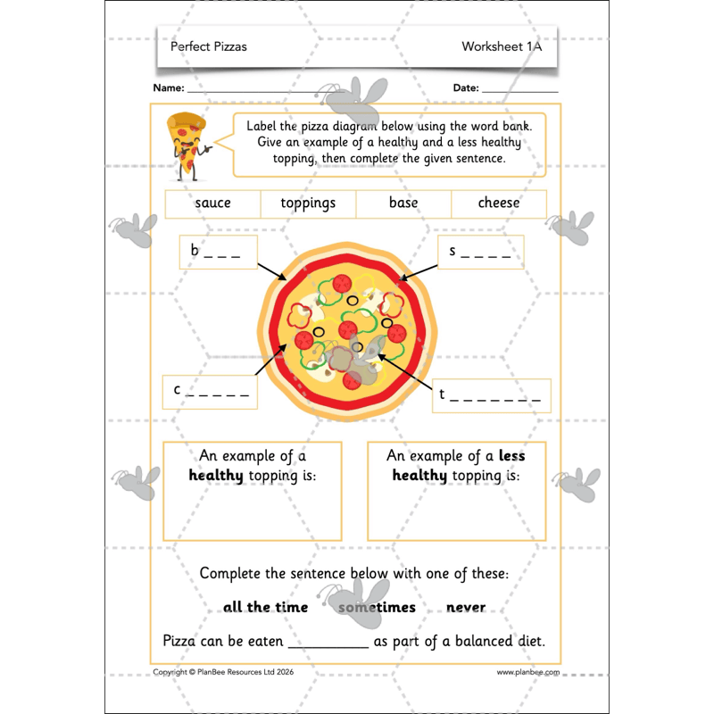 PlanBee Perfect Pizzas KS1 DT Lesson Pack