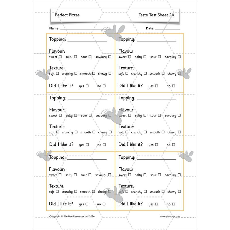 PlanBee Perfect Pizzas KS1 DT Lesson Pack