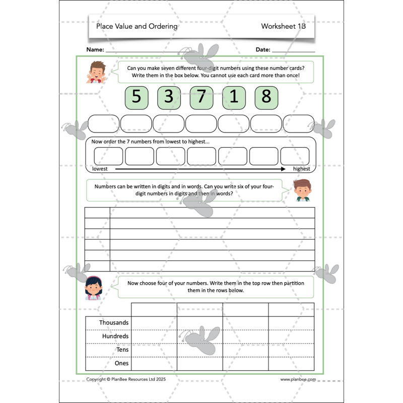 PlanBee Place Value and Ordering Year 4 Maths Lessons by PlanBee