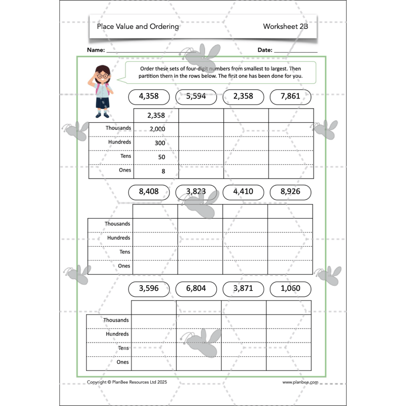 PlanBee Place Value and Ordering Year 4 Maths Lessons by PlanBee