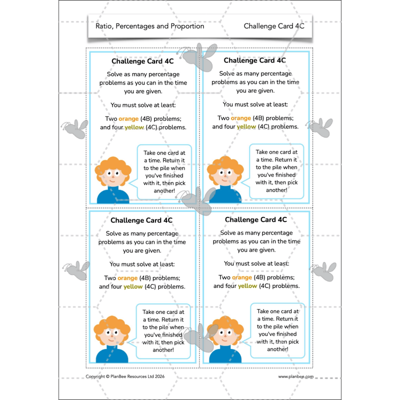 PlanBee Ratio, Percentages and Proportion: Year 6 Maths
