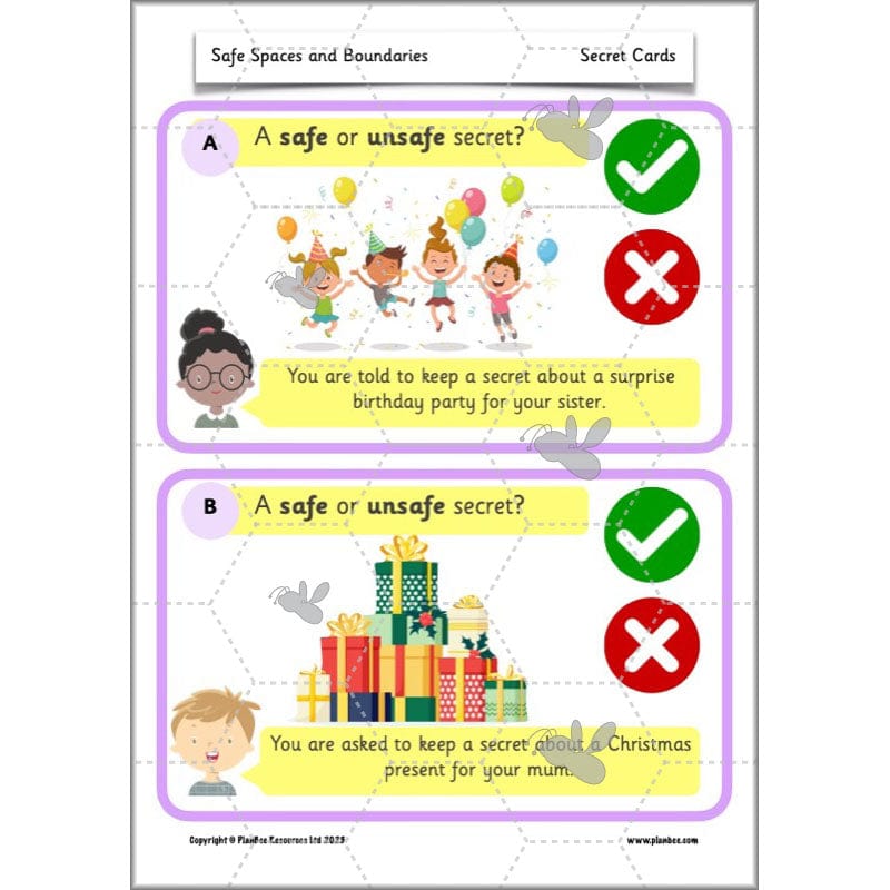 PlanBee Safe Spaces and Boundaries PSHE KS1 lessons by PlanBee