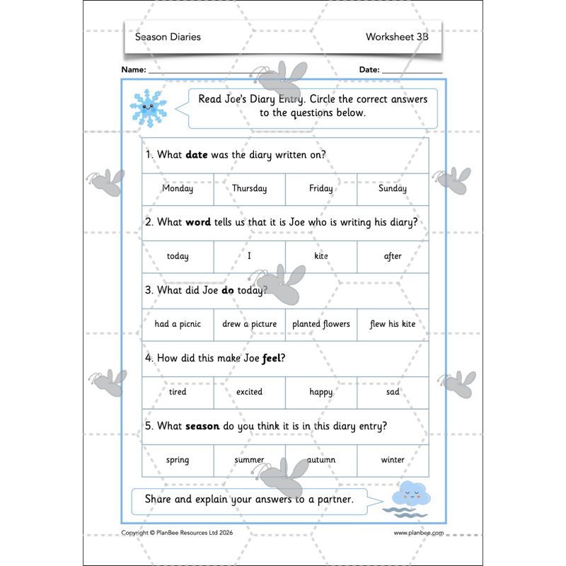 PlanBee Season Diaries | Year 1 English