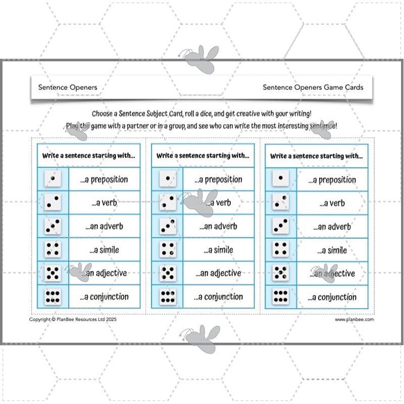 PlanBee Sentence Openers KS2 Lesson Pack | PlanBee