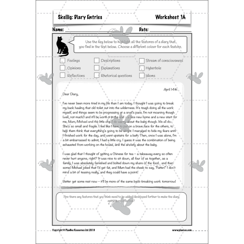 PlanBee Skellig Diary Entries KS2 | Year 6 English Lesson Pack