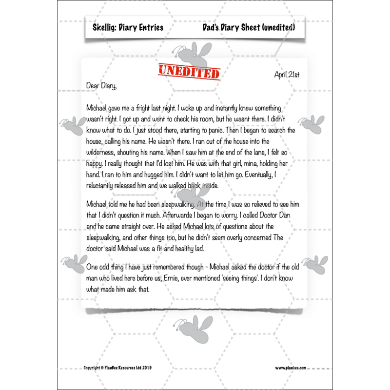 PlanBee Skellig Diary Entries KS2 | Year 6 English Lesson Pack