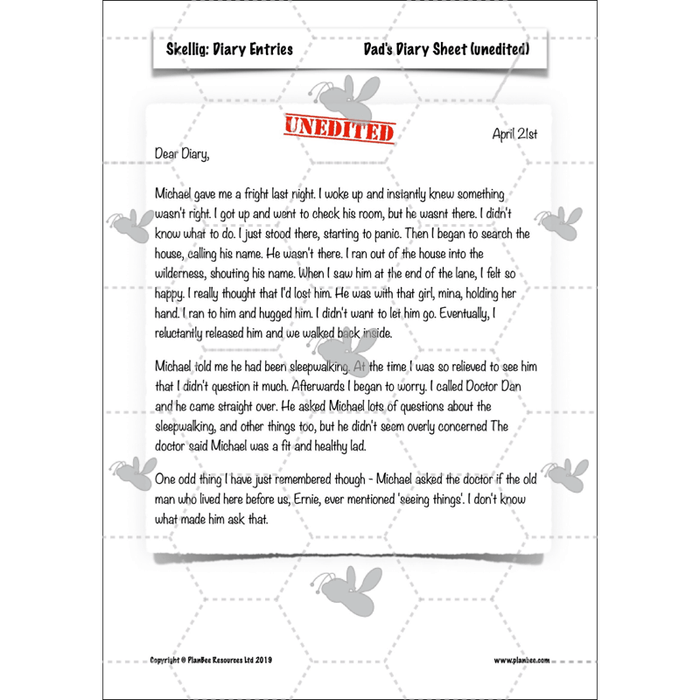 PlanBee Skellig Diary Entries KS2 | Year 6 English Lesson Pack