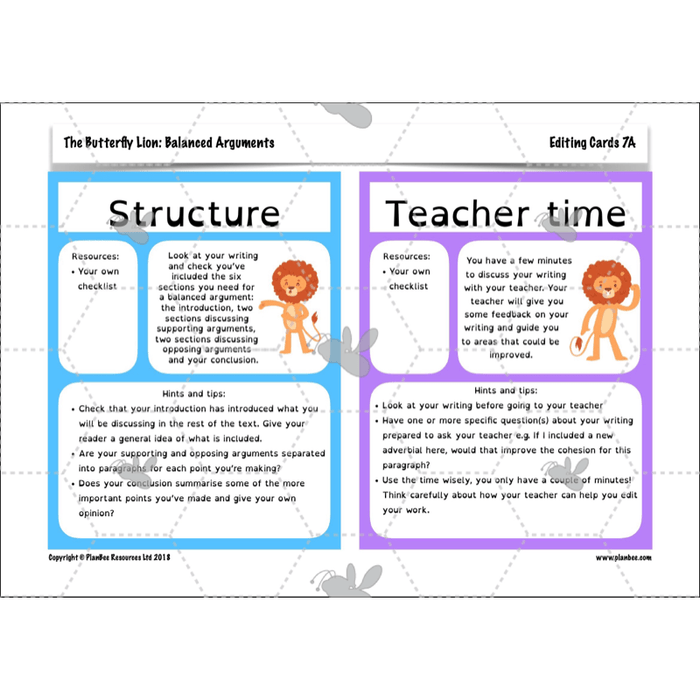 The Butterfly Lion: Balanced Arguments