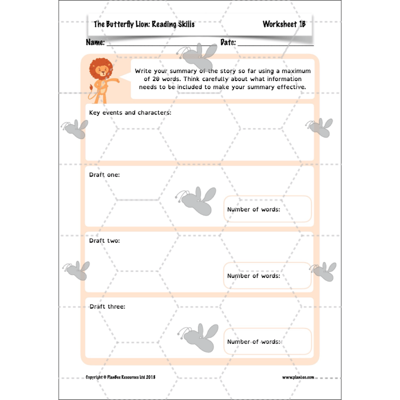 PlanBee FREE Mini-scheme | The Butterfly Lion Reading Skills KS2
