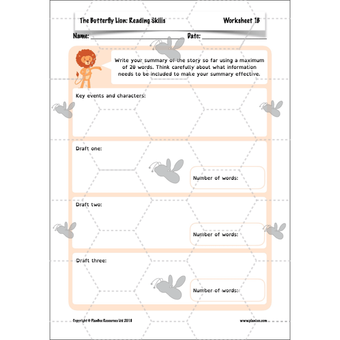 PlanBee FREE Mini-scheme | The Butterfly Lion Reading Skills KS2